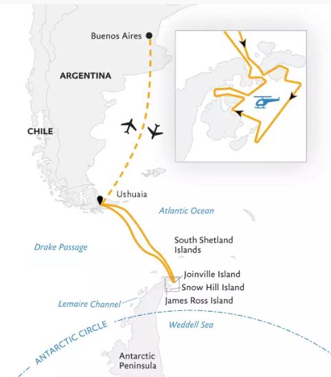 tourhub | Exodus Adventure Travels | Antarctica by Helicopter: Icebergs, Mountains & Remote Lands | Tour Map