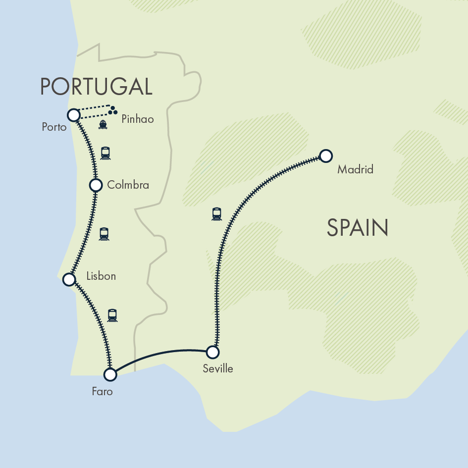 tourhub | Exodus Adventure Travels | Discover Spain & Portugal by Rail | Tour Map